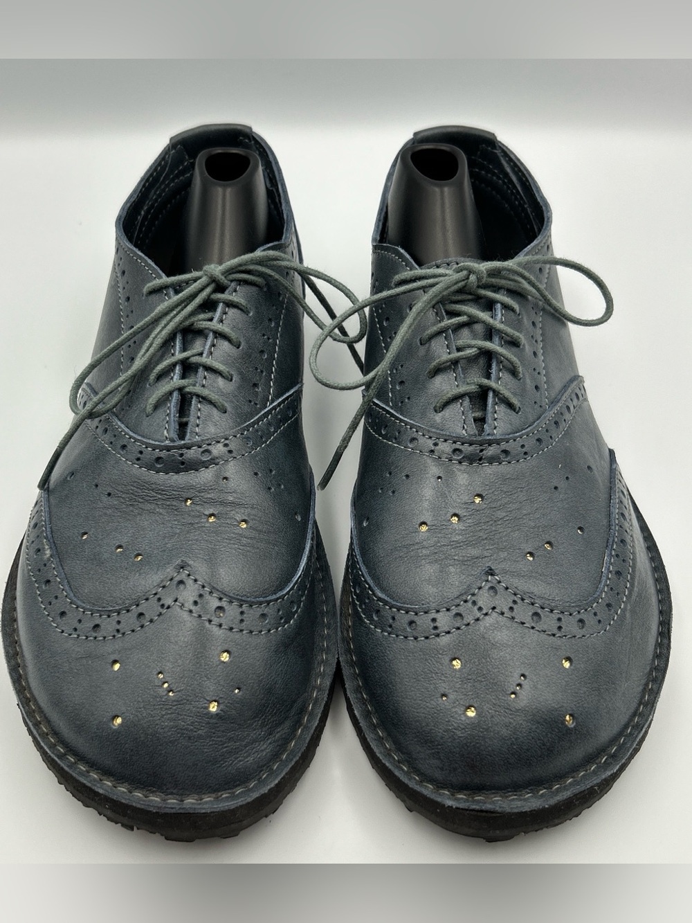 Softstar Barefoot Minimalist Oxford Shoe Size 8 Wingtip Androgynous Blue Leather